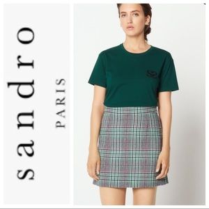 Sandro tartan wool blend plaid skirt, size 1